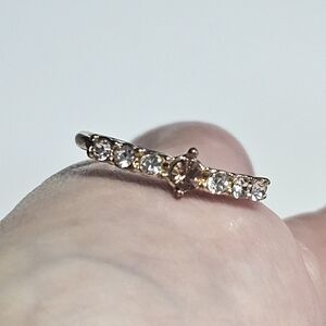 *Sale* Gold Tone Champagne Rhinestone Clear Accents Stackable Ring Sz 8
